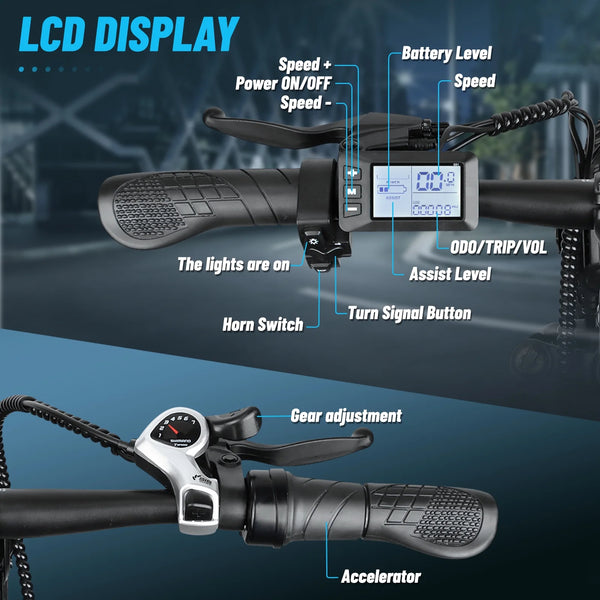 LUIMP Peak 1000W Electric Bike for Adults, 20X4.0" Fat Tire E bike, 48V/13Ah Battery 25MPH Mountain Bike, 38 Miles Range Electric Bicycle for Cycling, 7-Speed E-bike, Ebike for Adults UL2849