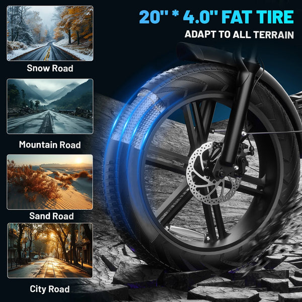 LUIMP Electric Bike for Adults,20" Electric Mountain Bike 750W 31MPH,Dual 48V 20Ah Battery UL2849