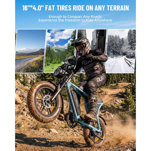 VTOKW Electric Bike for Adults, 500W Electric Bicycles with 36V 10.4Ah Battery, 16" Fat Tire Ebike, 20MPH E-Bike, E Bike for Adults UL2849