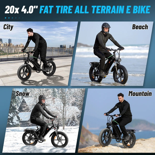 LUIMP Peak 1000W Electric Bike for Adults, 20X4.0" Fat Tire E bike, 48V/13Ah Battery 25MPH Mountain Bike, 38 Miles Range Electric Bicycle for Cycling, 7-Speed E-bike, Ebike for Adults UL2849