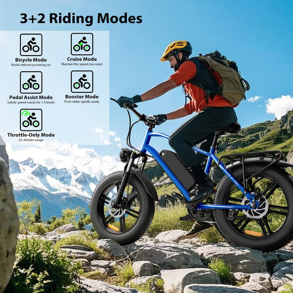 OUXI Electric Bike for Adults, 500W Electric Bicycle, 48V 13Ah Battery, 20'' Fat Tire Ebike, 38 Miles Range Mountain Bike for Cycling, 7 Speed E Bike, E-bike UL2849