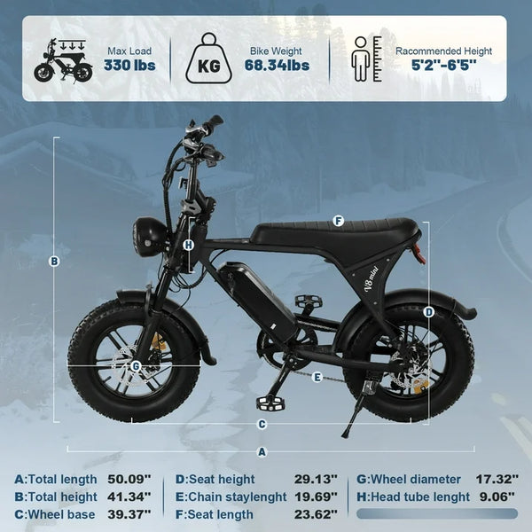 LUIMP Electric Bike for Adults, 16" Fat Tire Ebike with 36V 10.4Ah Battery, 500W Electric Bicycle Up to 20MPH, MINI E-Bike for Riding & Commuting, Moped Style Ebike, Front Suspension, E-bike UL2849