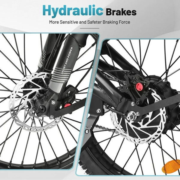 GT2000 Electric Dirt Bike for Adults, 3000W Peak Electric Motorcycle 37MPH 48V 30Ah Battery, 85+Miles Electric Bike, 24" Fat Tire Ebike, Dual Hydraulic Brakes Mountain Bike, Full Suspension, UL2849