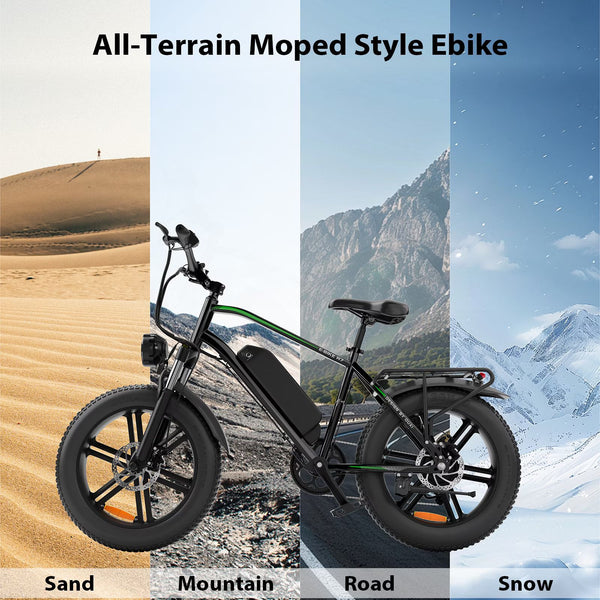 OUXI Electric Bike for Adults, 500W Electric Bicycle, 48V/13Ah Battery, 20'' Fat Tire Ebike, 38 Miles Range Mountain Bike for Cycling, 7 Speed E Bike, E-bike UL2849