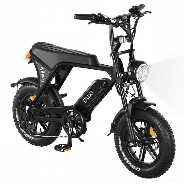 OUXI V8mini Electric Bike for Adults, 16" Fat Tire Ebike with 36V 10.4Ah Battery, 500W Electric Bicycle Up to 20MPH, MINI E-Bike for Riding & Commuting, Moped Style Ebike, Front Suspension, E-bike UL2849