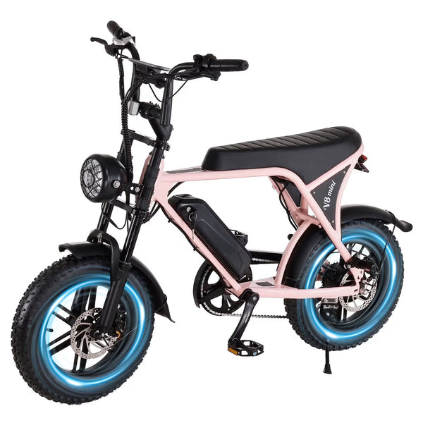 OUXI V8mini Electric Bike for Adults, 16" Fat Tire Ebike with 36V 10.4Ah Battery, 500W Electric Bicycle Up to 20MPH, MINI E-Bike for Riding & Commuting, Moped Style Ebike, Front Suspension, E-bike UL2849