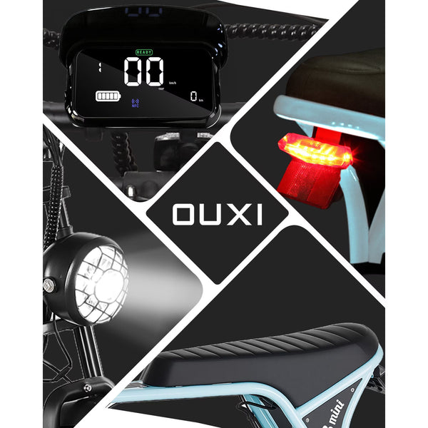OUXI V8 Mini Electric Bike for Adults, 16" Fat Tire Ebike, 500W 20MPH Electric Bicycle, 36V 10.4Ah, E Bike UL2849