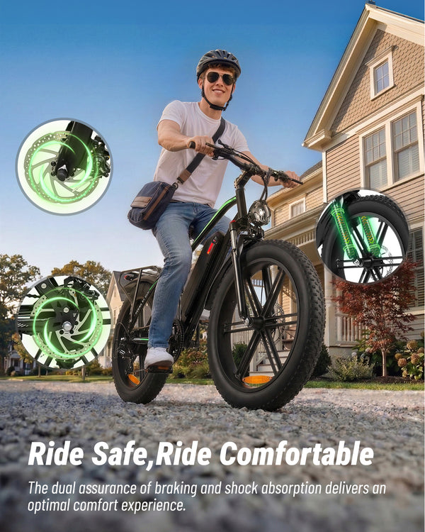 Hipatoo R7 Peak 1000W Electric Bike for Adults, 20X4.0" Fat Tire E bike, 48V/13Ah Battery 25MPH Mountain Bike, 38 Miles Range Electric Bicycle for Cycling, 7-Speed E-bike, Ebike for Adults UL2849
