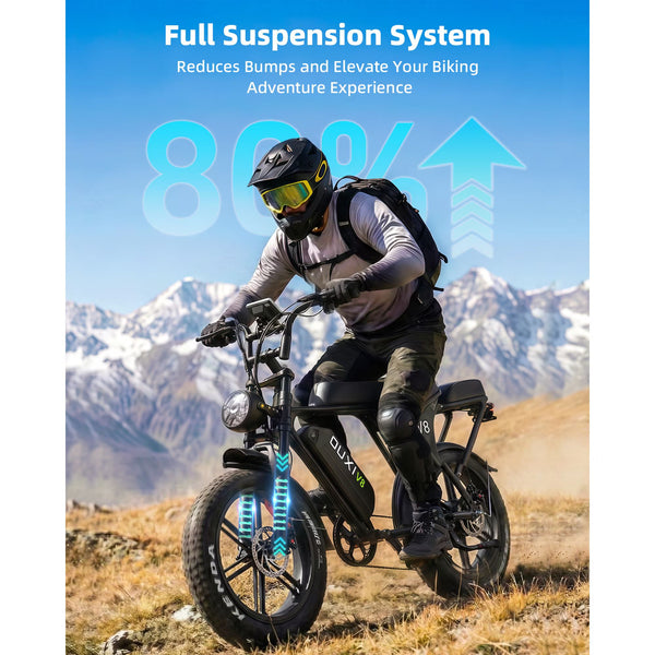 OUXI V8 Electric Bike for Adults, Ebike Moped Style with 1000W Peak Motor 48V 15Ah Battery, 20'' Fat Tire E Bike, Dual Disc Brakes Mountain Bike for Commuting & Off-Road, E-bike UL2849