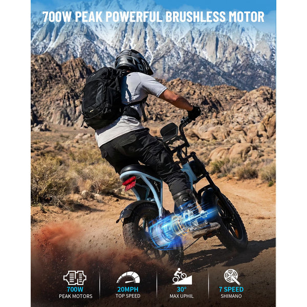 VTOKW Electric Bike for Adults, 500W Electric Bicycles with 36V 10.4Ah Battery, 16" Fat Tire Ebike, 20MPH E-Bike, E Bike for Adults UL2849
