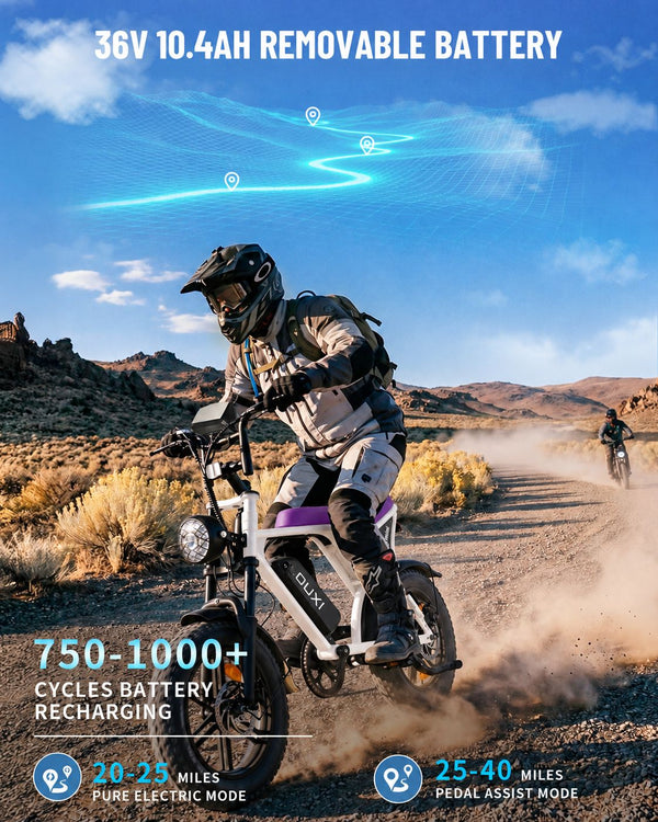 OUXI V8 Mini Electric Bike for Adults, 16" Fat Tire Ebike, 500W 20MPH Electric Bicycle, 36V 10.4Ah, E Bike UL2849