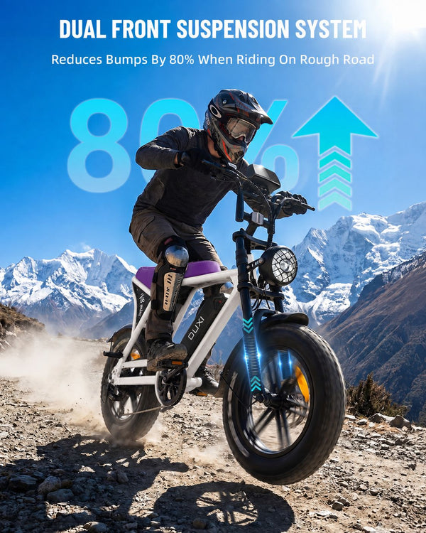 OUXI V8 Mini Electric Bike for Adults, 16" Fat Tire Ebike, 500W 20MPH Electric Bicycle, 36V 10.4Ah, E Bike UL2849