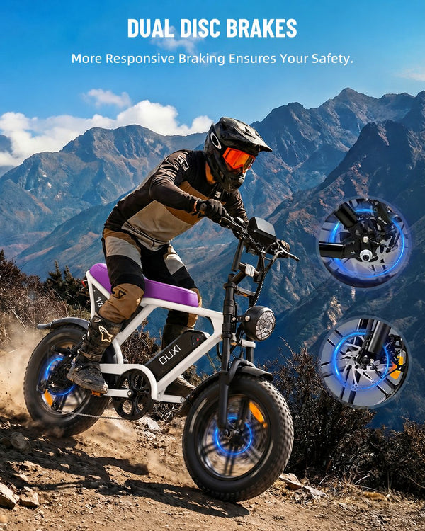 OUXI V8 Mini Electric Bike for Adults, 16" Fat Tire Ebike, 500W 20MPH Electric Bicycle, 36V 10.4Ah, E Bike UL2849