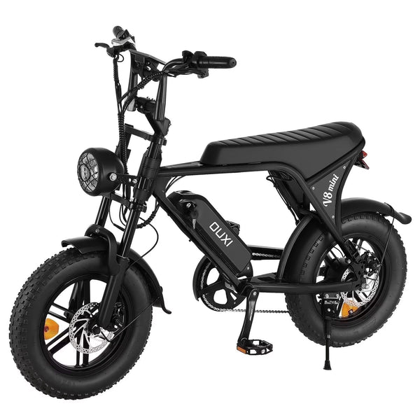 OUXI V8 MINI Electric Bike for Adults, 500W Peak E-Bike with 16" Fat Tires, Removable Battery Options 10.4Ah 7-Speed Electric Bicycle with Dual Disc Brakes