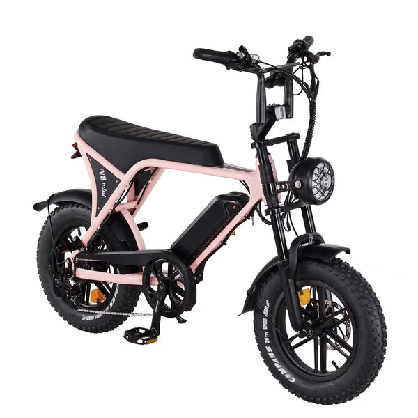OUXI V8 Mini Electric Bike for Adults, 16" Fat Tire Ebike, 500W Electric Bicycle, 36V 10.4Ah, Pink E Bike UL2849