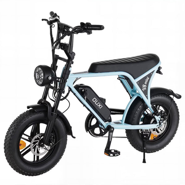 OUXI V8mini Electric Bike for Adults, 16" Fat Tire Ebike with 36V 10.4Ah Battery, 500W Electric Bicycle Up to 20MPH, MINI E-Bike for Riding & Commuting, Moped Style Ebike, Front Suspension, E-bike UL2849
