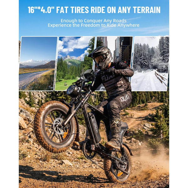 VTOKW Electric Bike for Adults, 500W Electric Bicycles with 36V 10.4Ah Battery, 16" Fat Tire Ebike, 20MPH E-Bike, E Bike for Adults UL2849
