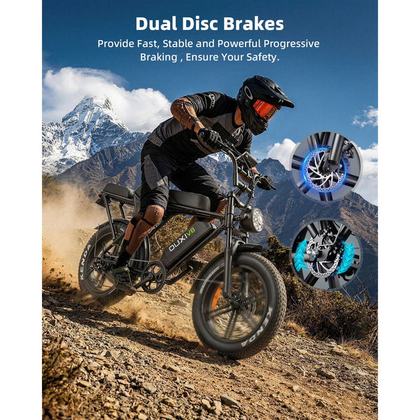 OUXI V8 Electric Bike for Adults, Ebike Moped Style with 1000W Peak Motor 48V 15Ah Battery, 20'' Fat Tire E Bike, Dual Disc Brakes Mountain Bike for Commuting & Off-Road, E-bike UL2849