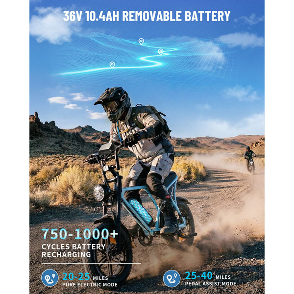 OUXI V8 Mini Electric Bike for Adults, 16" Fat Tire Ebike, 500W 20MPH Electric Bicycle, 36V 10.4Ah, E Bike UL2849