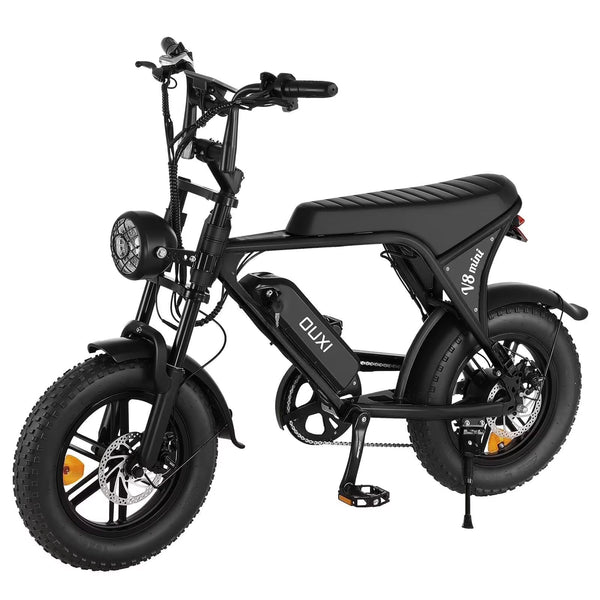 OUXI V8mini Electric Bike for Adults, 16" Fat Tire Ebike with 36V 10.4Ah Battery, 500W Electric Bicycle Up to 20MPH, MINI E-Bike for Riding & Commuting, Moped Style Ebike, Front Suspension, E-bike UL2849